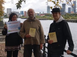 Pictured left to right: Jayne Gosnall, Shaun Kelly and Brody Salmon, local contributors to the anthology. Image courtesy of Church Action on Poverty.
