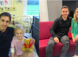 Jenny Byrne with Gary Neville, as a child and today. Photo: Jenny Byrne, used with permission