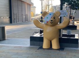 the Pudsey Bear statue outside at MediaCityUK. Image - Lewis Gray