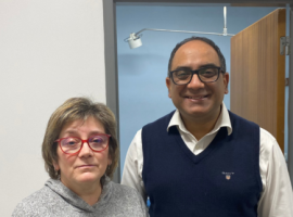 Pictured: Claire with consultant neurosurgeon Ankur Saxena