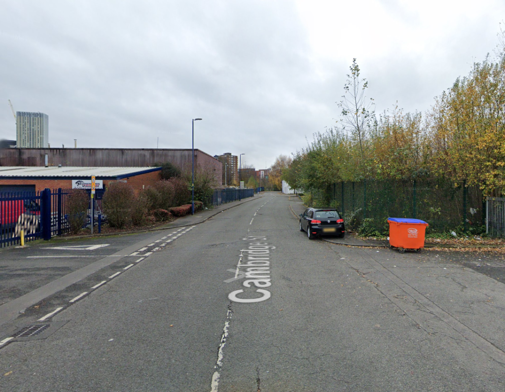 Location of the fly-tipping on Cambridge Stree, Salford. Credit: Google Maps screengrab.