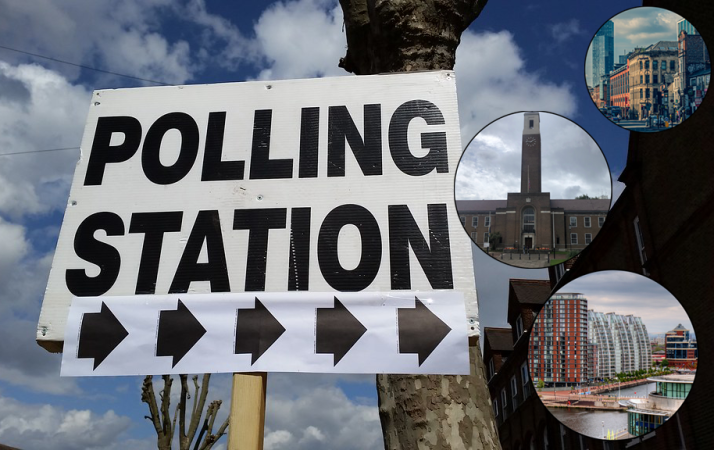 Polling station header with circles. Credit Flickr / Harry Warner