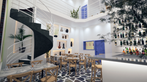 CGI images of the cafe and wine bar that is set to open this autumn - via Kallos 