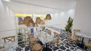 Images of the Mediterranean cafe and wine bar that is set to open this autumn - via Kallos 