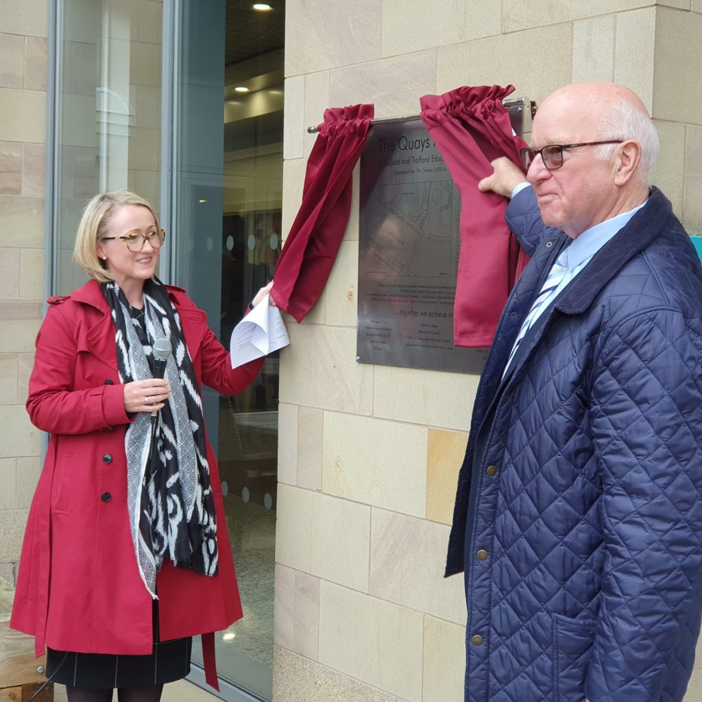 Rebecca unveiled the new plaque for The Quays Mosaic Trail with Tommy Charlton, as a Guest of Honour. - via Rebecca Long-Bailey