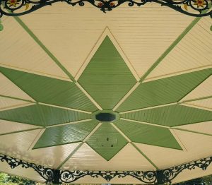 Image of the bandstand roof in fine detail at Victoria Park, Swinton  images by Derek Antrobus