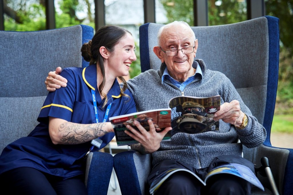 Natasha with veterans care home resident Phil McEvitt