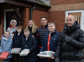 Gary Neville and Nicky Butt delivering presents -  Foundation 92