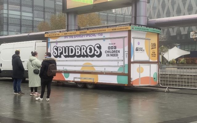 Spudbros' Children In Need stall in MediaCity, taken by Paul Coleman