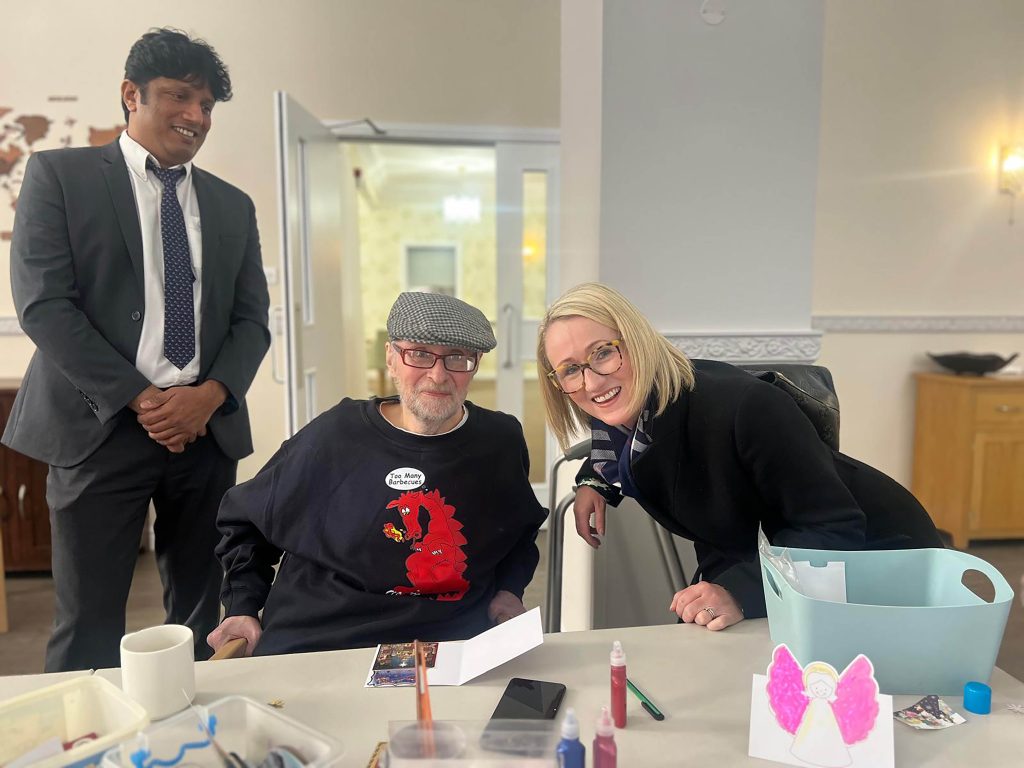 Pendleton Court - MP Rebecca Long Bailey with Home Manager, Anoj Kochera and resident for UK Parliament Week - HC One