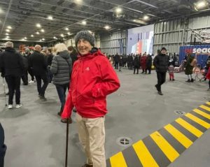 Gary Taylor in the hangar of the HMS Prince of Wales 