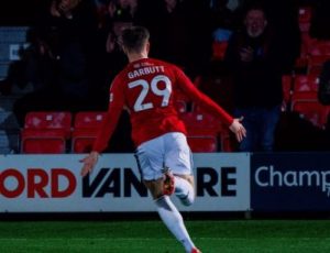 Luke Garbutt celebrating goal - Salford City 