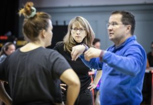 Giovanna Fletcher, Rachel Watson; Loveday Ingram, Director and Mike Ashcroft, Movement Director - Pamela Raith