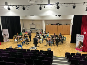 A group of music students rehearsing for the 2024 Spring Showcase