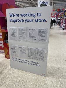 Noticeboard of changes to the store - Pendleton Way Tesco