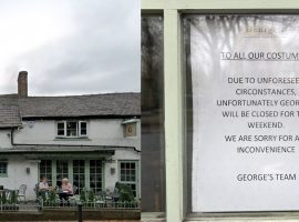 Left: George's Restaurant (Google Maps, 2021) Right: Closure notice (2025)