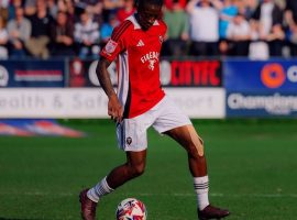 Tyrese Fornah in action for Salford city vs Crewe