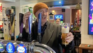 Dean Sullivan filming part of a documentary in The White Horse, Irlam (2023, Kevin Coen)