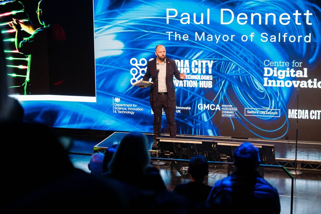 Paul Dennett at MediaCity - provided by Salford City Council