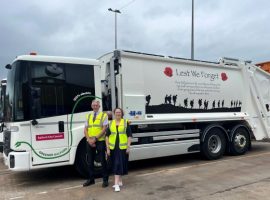 (Photo: Alan Fitzsimons, Service Manager, Vehicle Management Services at Salford City Council and Councillor Barbara Bentham, Lead Member for Neighbourhoods, Environment and Community Safety)