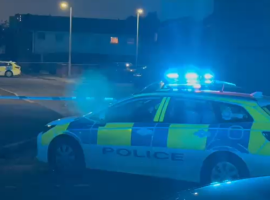 Multiple police officers and vehicles attended a Salford street late last night, with a man in his 50s was found with stab injuries. 
