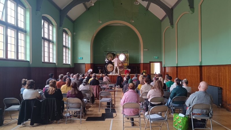 Local musician Craig Winterburn delivered a gong therapy session at Salford Suicide Prevention Conference 2025.