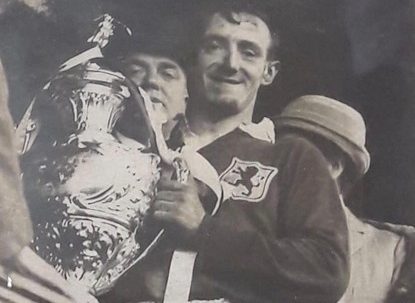 Captain Jack Evans lifting the trophy - provided by Steve Wild