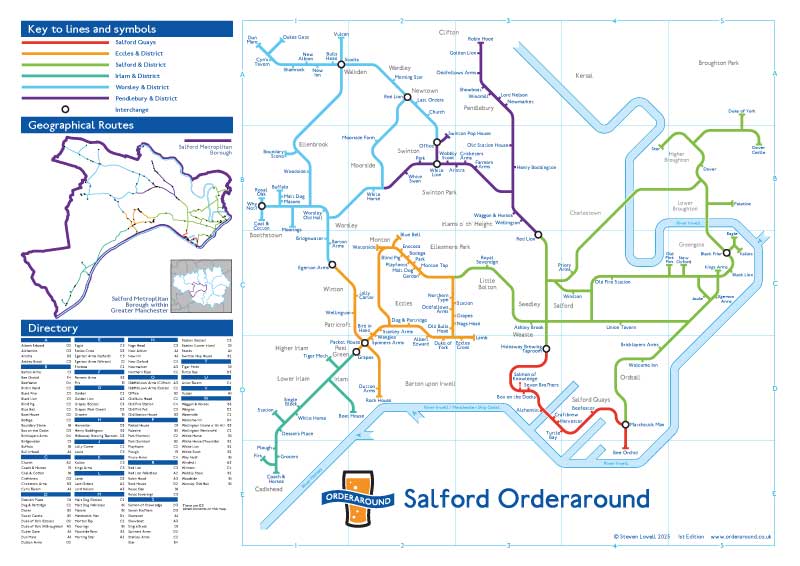 Steve Lovell's Salford 'Orderaround' pub maps. (Image: Steve Lovell, 2025)
